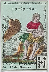 F.e de Maouna from playing cards "Jeu d'Or" by Anonymous, French, 18th century