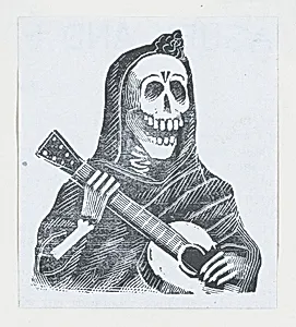 Female skeleton playing the guitar (vignette for the feast of the dead) by José Guadalupe Posada
