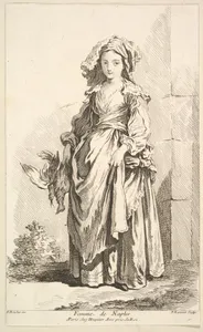 Femme de Naples, from Recueil de diverses fig.res étrangeres Inventées par F. Boucher P.tre du Roy et Gravées par F. Ravenet (Collection of Various Foreign Figures, Devised by F. Boucher, Painter of the King and Engraved [etched] by F. Ravenet), plate 2