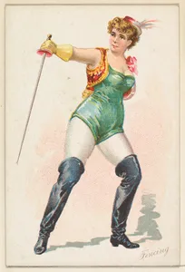 Fencing, from the Pretty Athletes series (N196) issued by Wm. S. Kimball & Co.