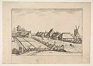 Fields with a Village Road with Post Mill, from the series The Small Landscapes (Multifariarum Casularum) by Johannes van Doetecum I|The Master of the Small Landscapes|Lucas van Doetecum|Pieter Bruegel the Elder