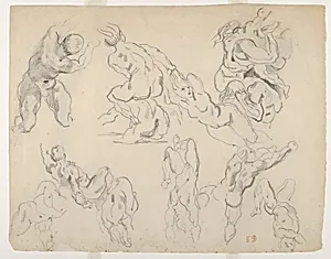 Figure Studies after Rubens's "Fall of the Rebel Angels" by Eugène Delacroix|Peter Paul Rubens