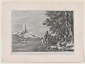 Figures Crossing a River by Johann Georg Primavesi|Jean Jacques de Boissieu