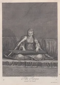 Fille Turque, jouant du Canon, plate 50 from "Recueil de cent estampes représentent differentes nations du Levant"