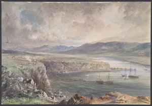 Foilhummerum Bay, Valentia, Looking from Cromwell Fort: The Caroline and Boats Laying the Earth Wire, July 21st, 1865