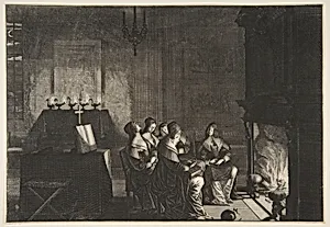 Foolish Virgins Sleeping (Les Vierges folles somnolent en attendant l'arrivé de l"époux) by Abraham Bosse|Jean I Leblond