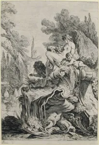 Fountain with a Naiad Seated on a Shell (Une fontaine avec une näiade assise sur une conque)