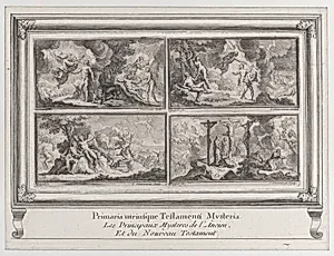 Four Biblical scenes: the main mysteries of the Old and New Testaments (Les principaux mystères de l'ancien et du nouveau testament) by Antoine Coypel|Charles Simmoneau