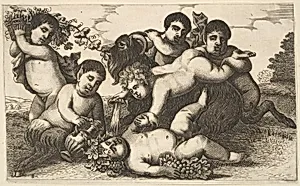 Four boys, two satyrs, and a goat (copy in reverse)