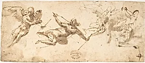 Four Flying Angels (recto); Two Flying Figures (verso) by Francesco Allegrini