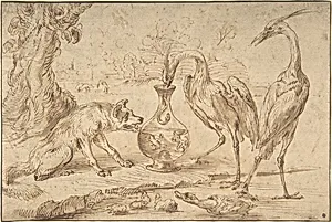 Fox With Two Herons