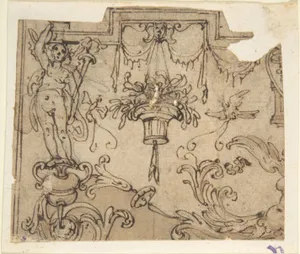 Fragment of a Scheme with Grotesque Decorations; Fragment of an Ornament Design after the antique (verso)
