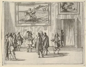 Francesco I d'Este Receives the General of the French King's Army in Italy, depicted in a room beneath a The Rape of Europa, from L'Idea di un Principe ed Eroe Cristiano in Francesco I d'Este, di Modena e Reggio Duca VIII [...]