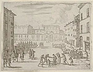 Francesco I d'Este Assists His Subjects with Great Generosity During the Great Famine of 1648 and 1649, from L'Idea di un Principe ed Eroe Cristiano in Francesco I d'Este, di Modena e Reggio Duca VIII [...] by Bartolomeo Fenice (Fénis)|Domenico Gamberti