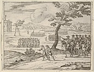 Francesco I d'Este Punishes a Soldier by Death who had Stolen a Chalice from the Holy Church, from L'Idea di un Principe ed Eroe Cristiano in Francesco I d'Este, di Modena e Reggio Duca VIII [...] by Bartolomeo Fenice (Fénis)|Domenico Gamberti