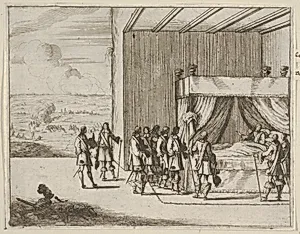 Francesco I d'Este, Wounded in Battle, Continues to Orchestrate the Seige of Pavia, from L'Idea di un Principe ed Eroe Cristiano in Francesco I d'Este, di Modena e Reggio Duca VIII [...] by Bartolomeo Fenice (Fénis)|Domenico Gamberti
