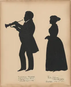 Frank Johnson, Leader of the Brass Band of the 128th Regiment in Saratoga, with his wife, Helen