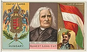 Franz Liszt, Pianist, Hungarian, from the Rulers, Flags, and Coats of Arms series (N126-1) issued by W. Duke, Sons & Co. by W. Duke, Sons & Co.