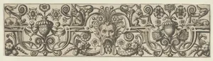 Frieze with a Bearded Mask Wearing a Headdress of Tendrils and Strapwork