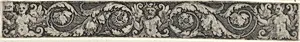 Frieze with a Horned Male Figure at Center with Two Tendrils Held at Either End by Winged Female Figures by Sebald Beham