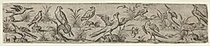 Frieze with Eleven Birds and an Insect by Jan Collaert I
