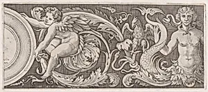 Frieze with Eros and a Siren by Agostino Veneziano (Agostino dei Musi)|Raphael (Raffaello Sanzio or Santi)|Giovanni da Udine (Giovanni dei Ricamatori)