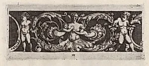 Frieze with Rinceaux, a Siren and Four Children