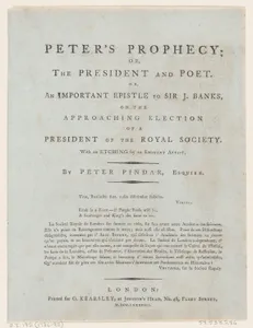 Frontispiece, from Peter's Prophecy, or The President and Poet, by Peter Pindar, Esq.