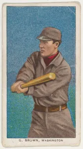 G. Brown, Washington, American League, from the White Border series (T206) for the American Tobacco Company