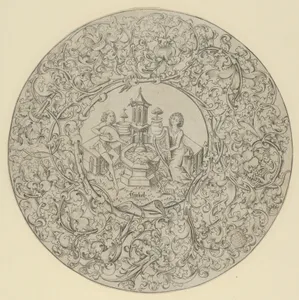 Garden of Love, Within Large Ornamented Circular Frame