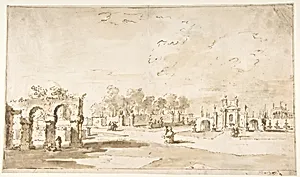 Gardens of the Villa Correr, near Strà (recto); Study for The Transverberation of Saint Teresa of Jesus and a Study of Hands (verso) by Francesco Guardi