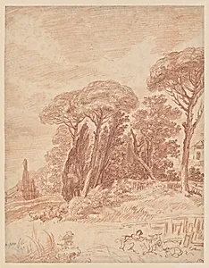 Gardens of the Villa Pamphili, Rome by Hubert Robert|Anonymous, French, 18th century