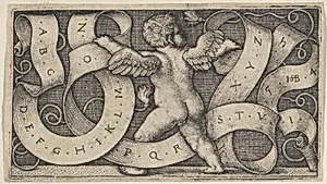 Genius Surrounded by a Banderole Showing the Alphabet by Sebald Beham