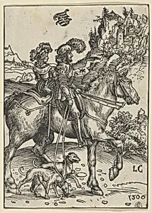 Gentleman and Lady Riding to the Hunt by Lucas Cranach the Elder