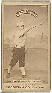 George Edward "Stump" Wiedman, Pitcher, Detroit Wolverines, from the Old Judge series (N172) for Old Judge Cigarettes by Goodwin & Company