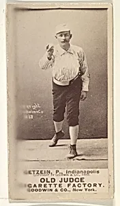 Getzein, Pitcher, Indianapolis, from the Old Judge series (N172) for Old Judge Cigarettes by Goodwin & Company