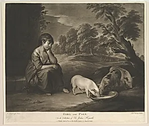 Girl and Pigs