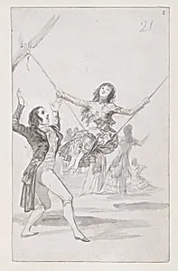 Girl on a swing, a man with his arms raised; folio 21 (recto) from the Madrid Album 'B' by Goya (Francisco de Goya y Lucientes)