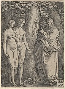 God Forbidding Adam and Eve to Eat from the Tree of Knowledge, from "The Story of Adam and Eve" by Heinrich Aldegrever