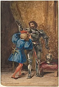 Goetz von Berlichingen Being Dressed in Armor by His Page George by Eugène Delacroix