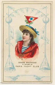 Gracie Sherwood in Colors of the Paris Yacht Club, from the Yacht Colors of the World series (N140) issued by Duke Sons & Co. to promote Honest Long Cut Tobacco