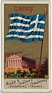 Greece, from Flags of All Nations, Series 1 (N9) for Allen & Ginter Cigarettes Brands by Allen & Ginter