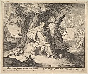 Hagar in the Desert Consoled by an Angel by Jan Muller|Harmen Jansz. Muller