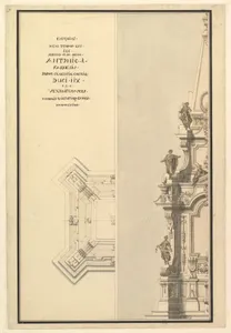 Half Elevation and Half Ground Plan for Catafalque for Antonio Farnese, Duke of Parma (d. 1731)