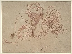Half-Figure of an Angel Looking Upward (recto); Bust of a Man in Left Profile (verso) by Baldassarre Franceschini (il Volterrano)