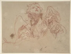 Half-Figure of an Angel Looking Upward (recto); Bust of a Man in Left Profile (verso)