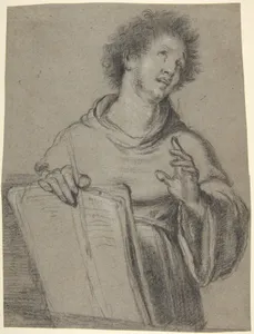 Half-Length Study of a Monk Holding a Book and a Long Implement