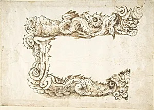 Half of a Cartouche with Monsters