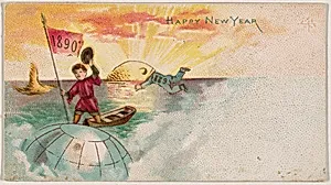 Happy New Year 1890, from the New Years 1890 series (N227) issued by Kinney Bros. by Kinney Brothers Tobacco Company