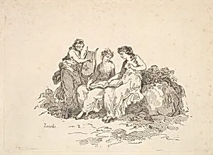 Harmony – Two Nymphs Singing, Another Playing a Lyre